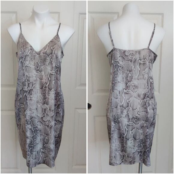 White House Black Market python snake print slip dress sz 8 - Picture 1 of 8